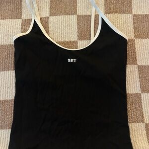 SET Active Black Tank Top with White Trim